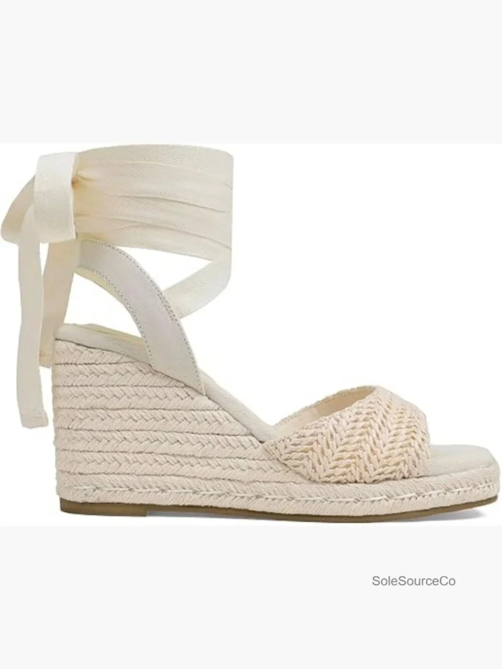 Wedge Espadrille Sandals Platform Square Toe Ankle Strap Lace Up Summer